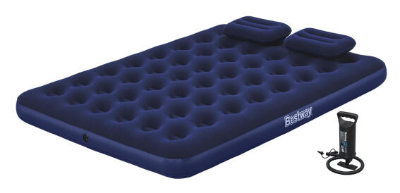 BESTWAY φουσκωτό στρώμα 67374 με τρόμπα & 2x μαξιλάρια διπλό 203x152x22cm μπλε