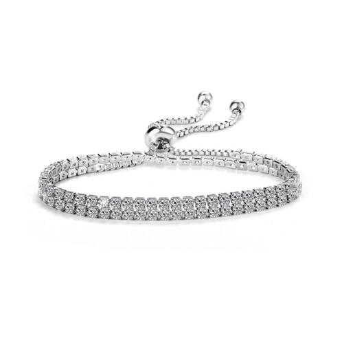 Philip Jones Βραχιόλι Χρώματος Ασημί με Δύο Σειρές από Κρύσταλλα Swarovski®