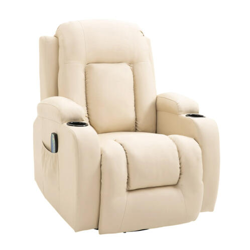 Ανακλινόμενη Πολυθρόνα Μασάζ 85 x 94 x 104 cm Χρώματος Μπεζ HOMCOM 700-050V02CW