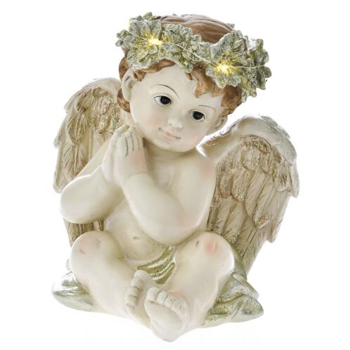 ΚΡΕΜ ΧΡΥΣΟ ΠΟΛΥΡΕΖΙΝ ΑΓΓΕΛΟΣ ΜΕ ΦΩΣ ΣΤΟ ΚΕΦΑΛΙ 18Χ16Χ20ΕΚ