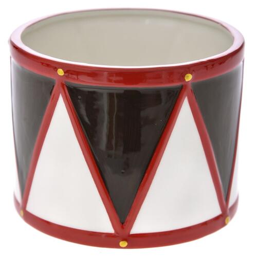 ΚΟΚΚΙΝΟ ΚΕΡΑΜΙΚΟ ΤΥΜΠΑΝΟ ΜΕ ΜΑΥΡΟ ΛΕΥΚΟ ΣΧΕΔΙΟ 14Χ14Χ11ΕΚ