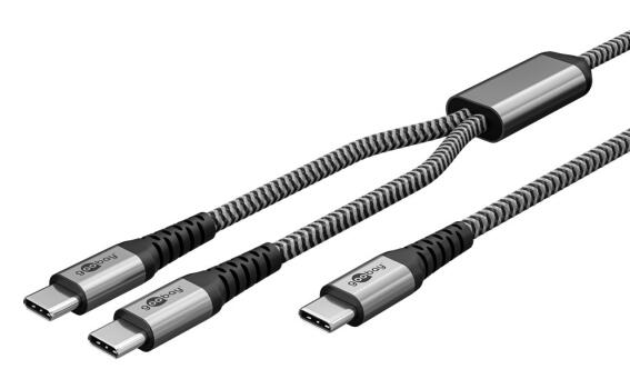 GOOBAY καλώδιο USB-C σε 2x USB-C 75739 60W 480Mbps 1.5m γκρι