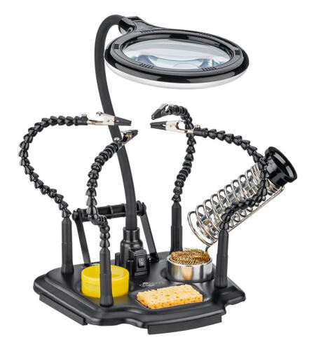 Goobay 76558 Βάση Στήριξης Πλακέτας με Μεγεθυντικό Φακό & Θέση για Κολλητήρι Μαύρη