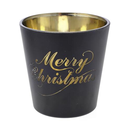 ΜΑΥΡΟ  ΓΥΑΛΙΝΟ ΚΗΡΟΠΗΓΙΟ MERRY CHRISTMAS 7,5Χ7.5ΕΚ