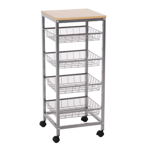 HOMCOM Πολυλειτουργικό Μεταλλικό Τρόλεϊ Κουζίνας 36.5 x 36.5 x 89 cm 801-056