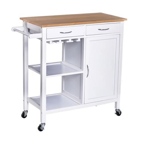 HOMCOM Ξύλινο Πολυλειτουργικό Τρόλεϊ Κουζίνας 88.5 x 40 x 86 cm  801-069