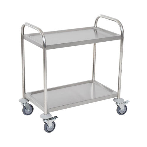 HOMCOM Μεταλλικό Τρόλεϊ Κουζίνας από Ανοξείδωτο Ατσάλι με 2 Ράφια 71 x 41 x 81 cm  801-076