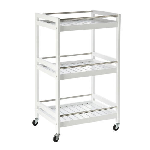 Homcom 801-123WT Ξύλινο Τρόλεϊ Κουζίνας με 3 Ράφια 78x45x38cm