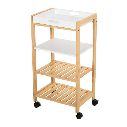 HOMCOM Ξύλινο Τρόλεϊ Κουζίνας με 4 Ράφια 76 x 40 x 30 cm  801-131