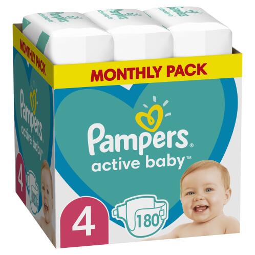 Pampers Πάνες Active Baby-Dry No.4 9-14kg 180 τμχ.