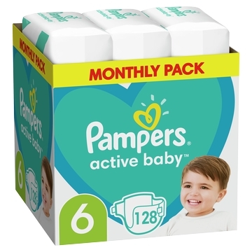 Pampers Πάνες Active Baby Μεγ. 6 13-18kg 128τμχ.