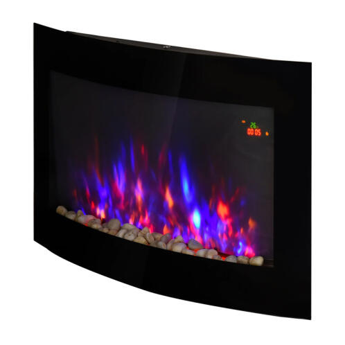 Homcom Ηλεκτρικό Τζάκι Τοίχου με LED Φωτισμό και Τηλεχειριστήριο 1800W 820-014