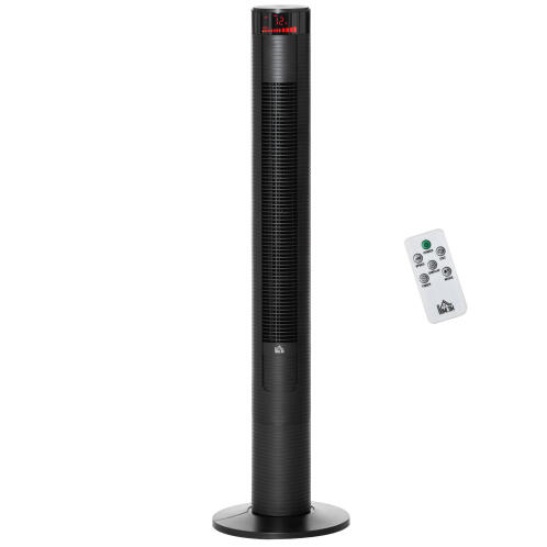 HOMCOM  Ανεμιστήρας στήλης με 3 ταχύτητες και 4 Λειτουργίες, Χρονοδιακόπτης 12 ωρών, Πίνακας LED και Τηλεχειριστήριο, Μαύρο 824-051V90BK