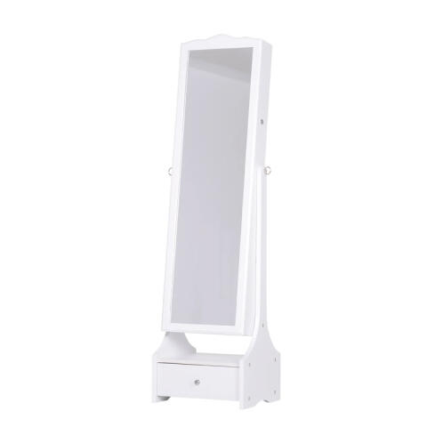 Homcom 831-274WT Κοσμηματοθήκη Μπιζουτιέρα 45x36x150cm με Ολόσωμο Καθρέπτη και LED Φωτισμό Λευκή