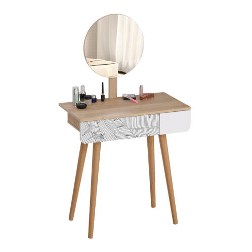 HOMCOM Ξύλινο Μπουντουάρ Με Καθρέπτη 39 x 70 x 120 cm  831-303