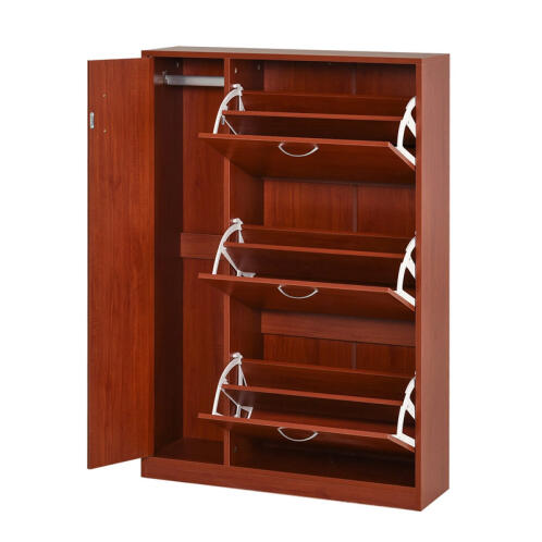 Ξύλινη Παπουτσοθήκη με 3 Διαμερίσματα και Ντουλάπι Ομπρέλας 80 x 24 x 120 cm HOMCOM 833-246