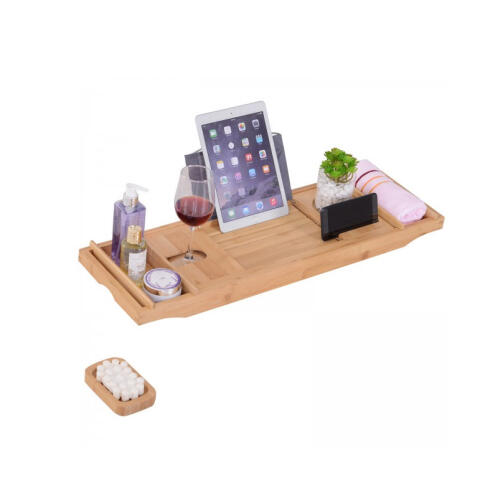 Πολυλειτουργικό Ράφι Μπανιέρας από Μπαμπού 73.5-108 x 23 x 6 cm Kleankin 834-200