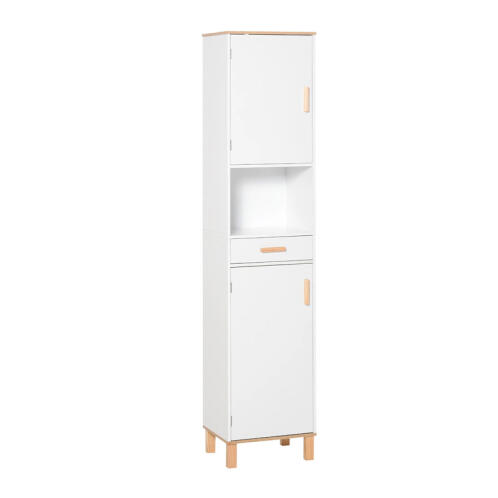 Ξύλινη Στήλη Μπάνιου με 2 Ντουλάπια 1 Συρτάρι και 1 Ράφι 39 x 30 x 180 cm Kleankin 834-312