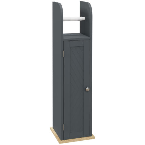 kleankin Ντουλάπι Μπάνιου με Μπάρα και Ντουλάπα με 3 Ρυθμιζόμενα Επίπεδα, σε MDF και μοριοσανίδα, γκρι 834-587V00GY