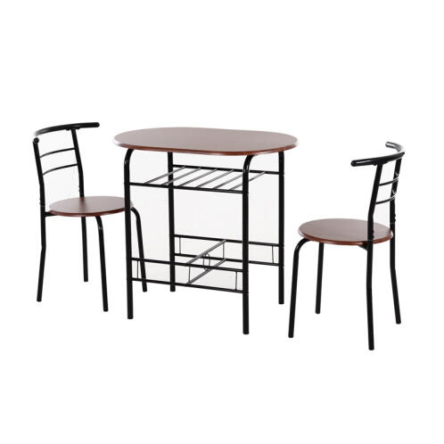 HOMCOM Σετ Μεταλλικό Οβάλ Τραπέζι 80 x 50 x 76 cm με 2 Καρέκλες 835-134