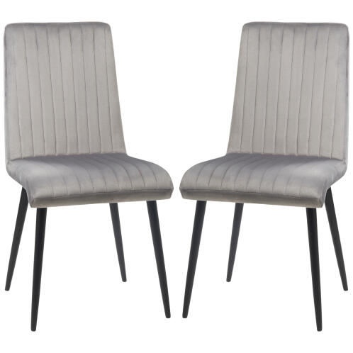 HOMCOM Σετ 2 καρέκλες κουζίνας με επένδυση και εξοικονόμηση χώρου με ατσάλινα πόδια, 43x58x90 cm, γκρι και μαύρο 835-852V00GY