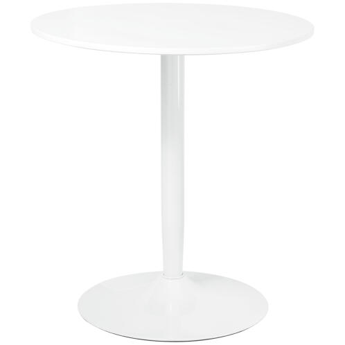 HOMCOM Μοντέρνο στρογγυλό τραπέζι για 2 άτομα σε MDF και ατσάλι, Ø70x75cm, Λευκό 835-951V80WT