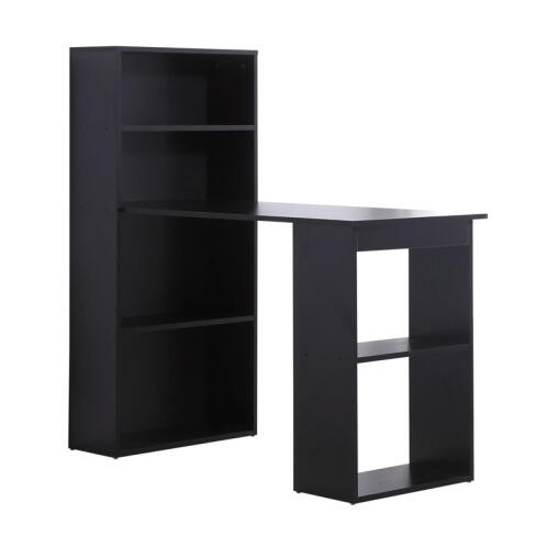 HOMCOM Ξύλινο Γραφείο με Βιβλιοθήκη 120 x 55 x 120 cm Χρώματος Μαύρο  836-069BK