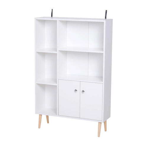 HOMCOM Ξύλινη Βιβλιοθήκη με 5 Ράφια και 1 Ντουλάπι 80 x 23.5 x 118 cm  836-114WT