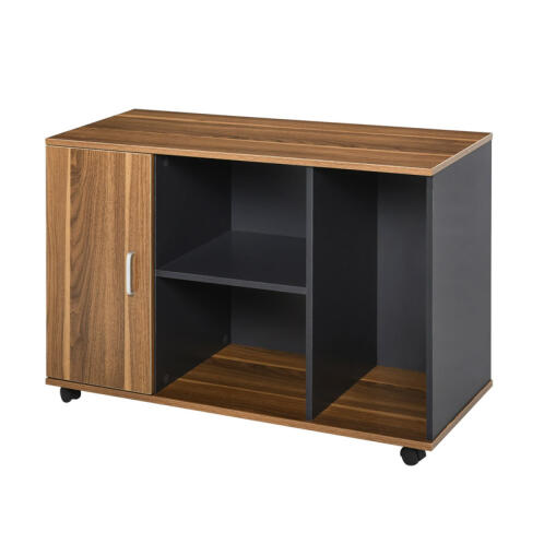 Τροχήλατο Ξύλινο Έπιπλο Γραφείου με 1 Ντουλάπι και 3 Ράφια 100 x 40 x 66 cm HOMCOM 836-276