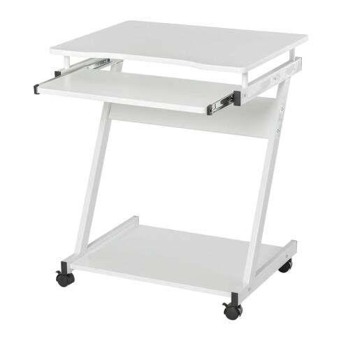 Homcom Τροχήλατο Μεταλλικό Γραφείο Υπολογιστή 60x48x73cm 836-293WT Λευκό