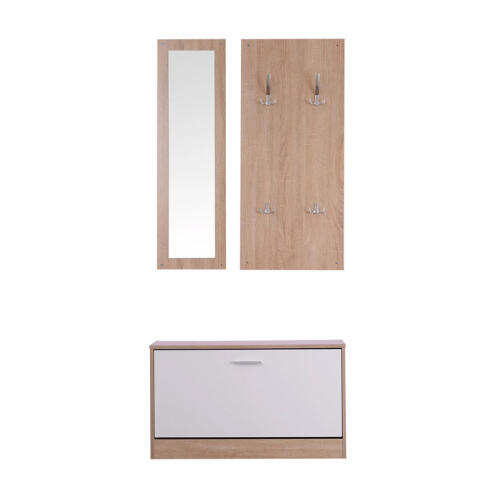 HOMCOM  Σετ Ξύλινο Έπιπλο Εισόδου με Καθρέπτη 80 x 27 x 46.5 cm 837-006