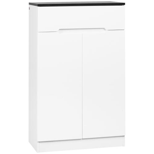 HOMCOM Λεπτή σχάρα παπουτσιών 12 ζευγαριών max για διαδρόμους με 3 ρυθμιζόμενα ράφια και συρτάρι, σε λευκό μοριοσανίδα, 60x32x100 cm 837-288V00WT