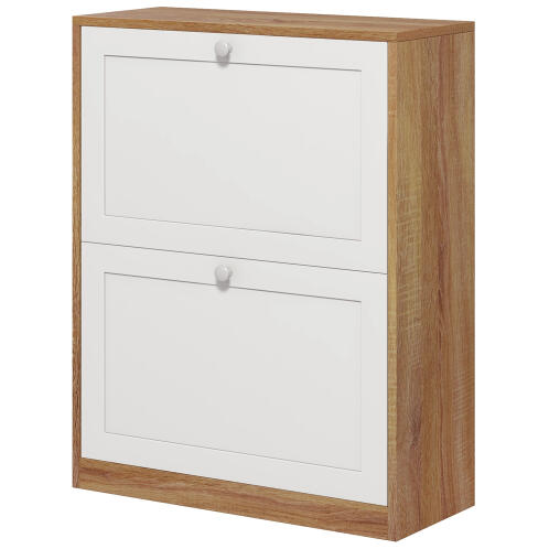 HOMCOM Παπουτσοθήκη με 3 ρυθμιζόμενα ράφια σε 2 επίπεδα για 12 ζευγάρια, σε μοριοσανίδα και MDF, 60x24,5x75,5 cm 837-409V00WT