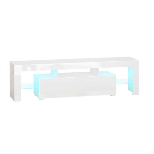 Ξύλινο Έπιπλο Τηλεόρασης με LED RGB Φωτισμό και Τηλεχειριστήριο Gloss Finish 160 x 35 x 45 cm HOMCOM 839-123V90WT