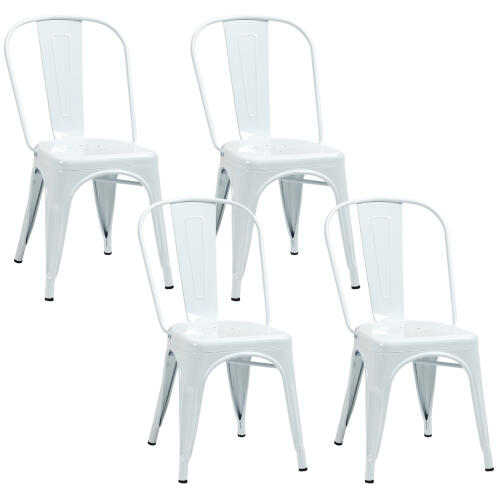HOMCOM Σετ 4 στοιβαζόμενες καρέκλες κουζίνας σε βιομηχανικό στυλ σε ατσάλι, 53x45x85 cm, λευκό 83A-015V00WT