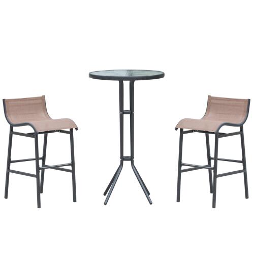 Outsunny Bar Σετ 2 σκαμπό με μαύρο και καφέ ψηλό τραπέζι 840-020BN