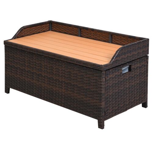 Outsunny Chest Πάγκος αποθήκευσης Πολυλειτουργικός PE Rattan 102x51x51cm Καφέ 841-153