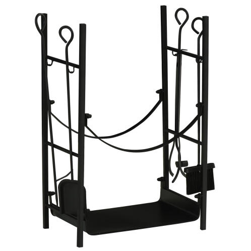 Outsunny Μεταλλική Ξυλιέρα Τζακιού με Αξεσουάρ 44.5x29.5x73cm 842-207