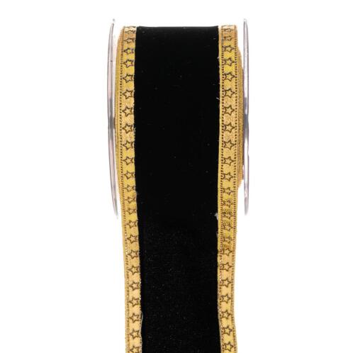 ΚΟΡΔ.FLAT VELVET LONETA  FOIL 6,7cmX4,5m ΜΑΥΡΟ-ΧΡΥΣΟ