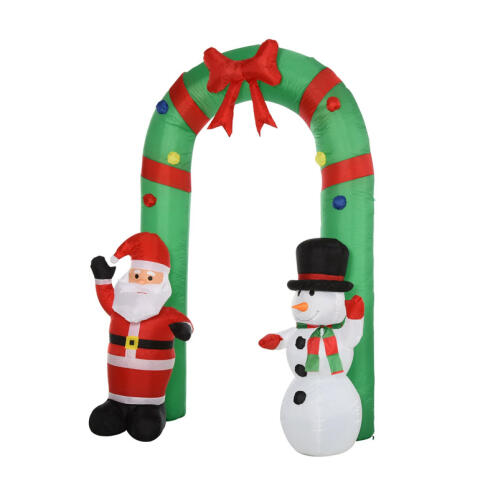 Φουσκωτή Αψίδα με Άγιο Βασίλη Χιονάνθρωπο 244 cm και LED Φωτισμό HOMCOM 844-289