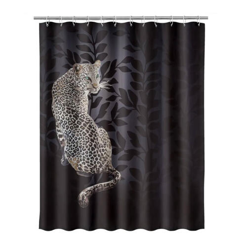 Κουρτίνα Μπάνιου με Κρίκους 180 x 200 cm Leopard Bakaji 8445148005692