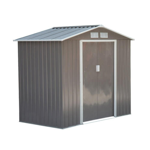 Outsunny Μεταλλική Αποθήκη Κήπου 213 x 127 x 185 cm Χρώματος Γκρι 845-030GY