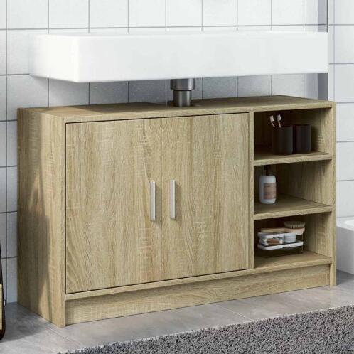 vidaXL Ντουλάπι Νιπτήρα Μπάνιου 90x29x55 cm σε Χρώμα Δρυ Sonoma με Άφθονο Αποθηκευτικό Χώρο 848124