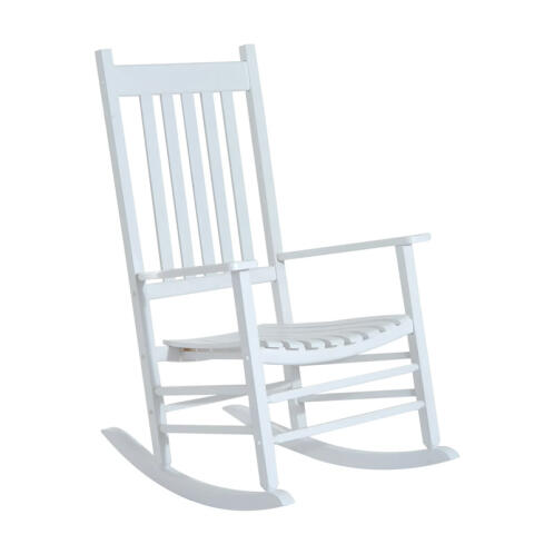 Ξύλινη Κουνιστή Καρέκλα 69 x 86 x 115 cm Χρώματος Λευκό Outsunny 84A-041WT