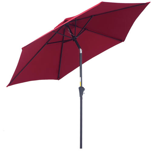 Outsunny Tilting Garden Parasol, Άνοιγμα μανιβέλας, Φ2,7x2,35m Σκούρο κόκκινο 84D-032WR