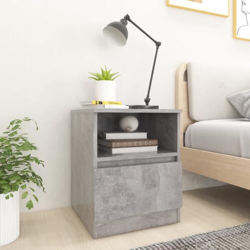 vidaXL Κομοδίνο Γκρι Σκυροδέματος 40 x 40 x 50 εκ. από Επεξ. Ξύλο 850117