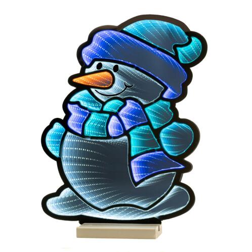 Infinity Χιονάνθρωπος Φωτιζόμενος σε Ξύλινη Βάση Διπλής Όψης 115Χ180εκ. Μπλε