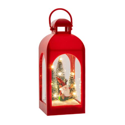 ΚΟΚΚΙΝΟ ΠΛΑΣΤΙΚΟ ΦΑΝΑΡΙ ΜΕ ΝΑΝΟ ΚΑΙ LED ΦΩΣ 8Χ8Χ20ΕΚ