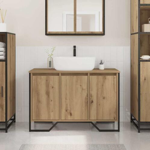 vidaXL Ντουλάπι Νιπτήρα Μπάνιου Artisan Oak 91x35x60 cm από Συνθετικό Ξύλο 869181