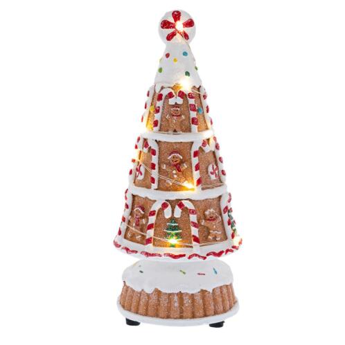 ΦΩΤΙΖΟΜΕΝΟ GINGERBREAD ΔΕΝΔΡΟ ΣΕ ΣΧΗΜΑ ΤΟΥΡΤΑΣ 9Χ9Χ22ΕΚ ΜΠΑΤΑΡΙΑΣ